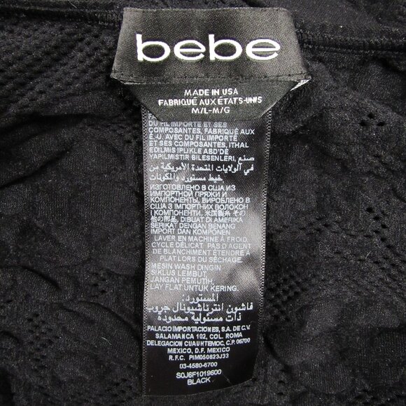 Bebe Black Stretchy Lace Tank Top Sheer sz M/L Made in USA Goth Whimsy Romantic - Picture 3 of 3